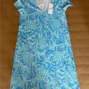 Lilly Pulitzer Turquoise and White Tropical Dress